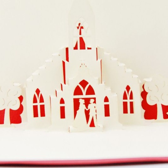 *WEDDING* Red 3D Pop-Up Marriage Greeting Card - Picture 3 of 3